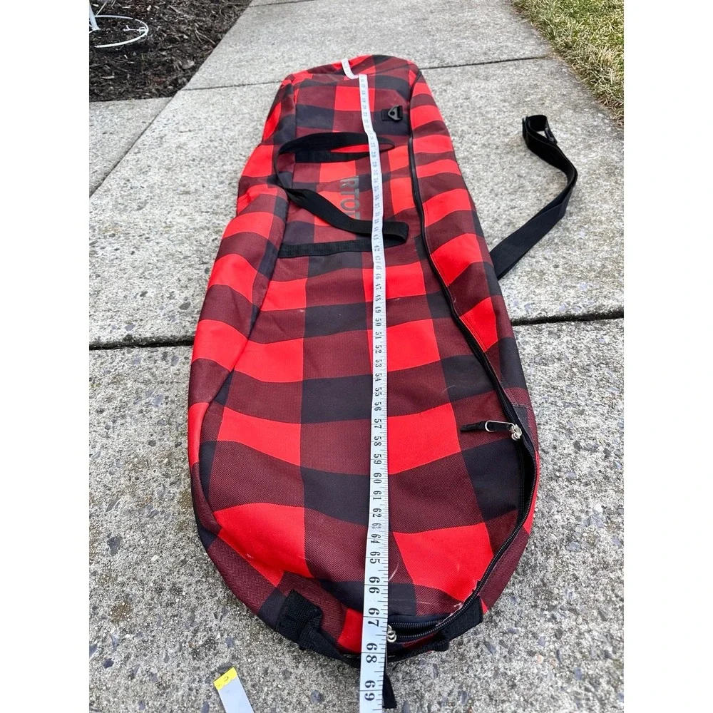 Burton Black Red Plaid 68inches Snowboarding Bag with Over The Shoulder Strap